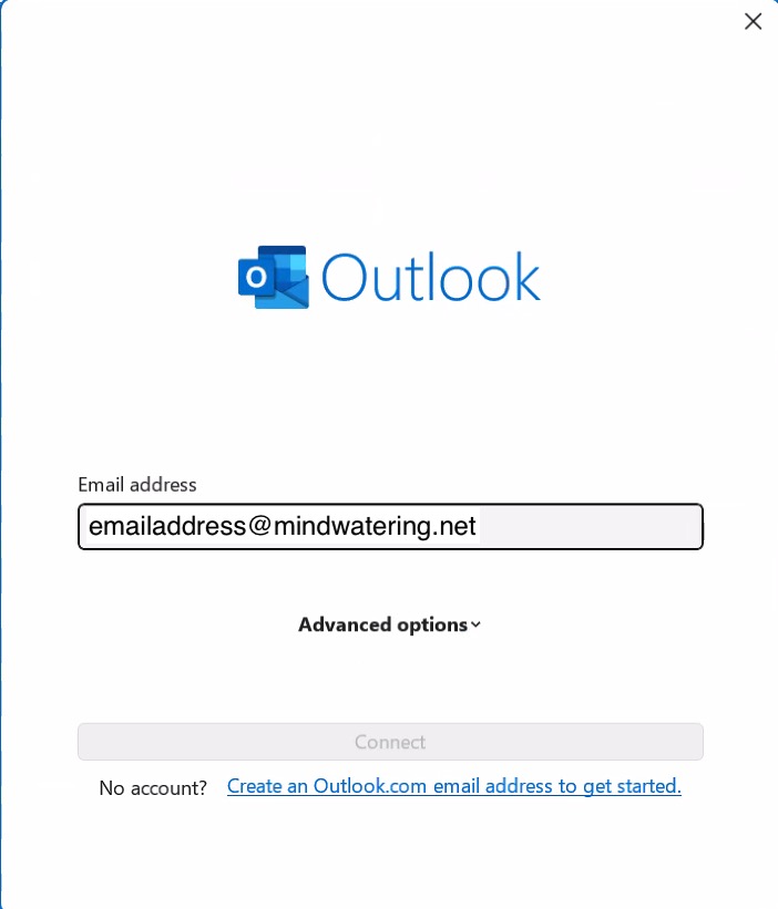 Outlook - New Account - Email Address